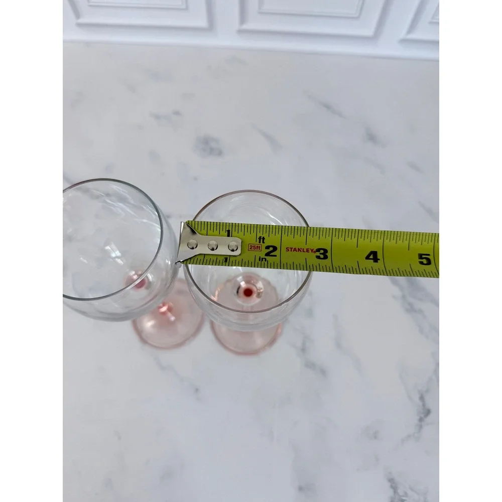 VTG Pair Arcoroc France Pink Stem 7 3/4